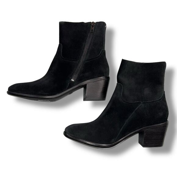 UGG Womens Breeda Suede Ankle Boots Mid Heel Zip Closure Almond Toe Black Sz 9 - Picture 2 of 16